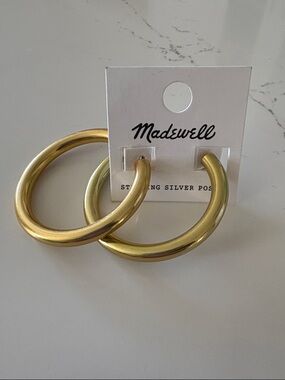 Madewell Polished Gold Thick Hoop Earrings